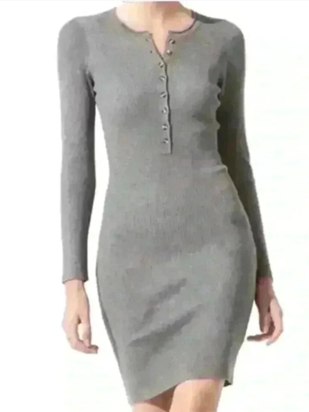 ASTR The Label Ribbed Bodycon Henley Sweater Midi Dress Size Large NWOT